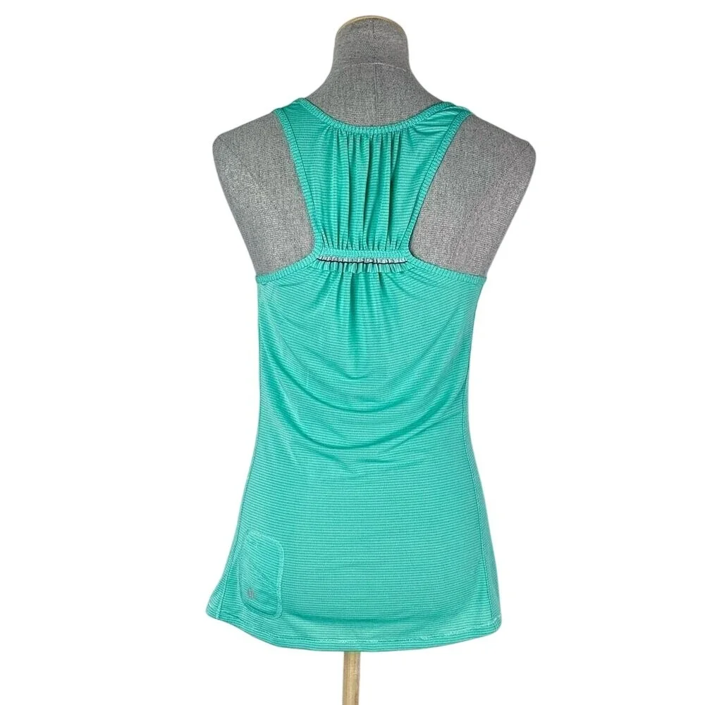 Lululemon Tank Women's 4 Ruffle Detail Tank‎ Turquoise Racer Back - Picture 5 of 8